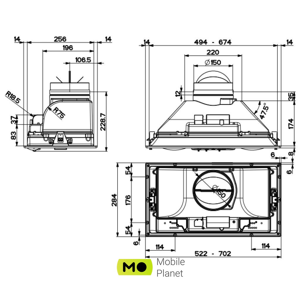 FABER INKA SMART C LG A70 (UA) Тип інсталяції: Вбудований; Тип