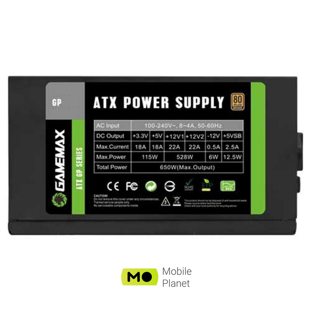 GAMEMAX 400W (GP-400A) (UA) Підключення процесора 1x4+4pin
