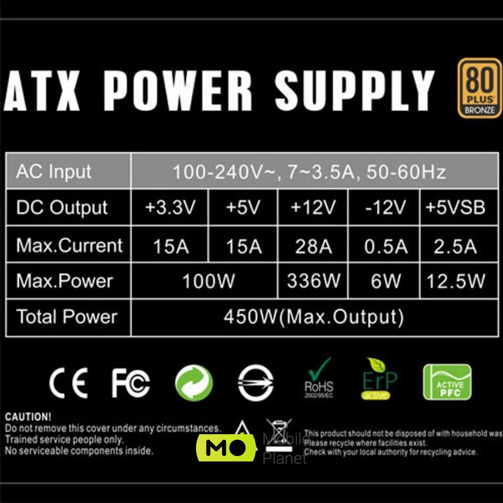 GAMEMAX 450W (GP-450) (UA) Стандарт БП ATX 12V v2.3