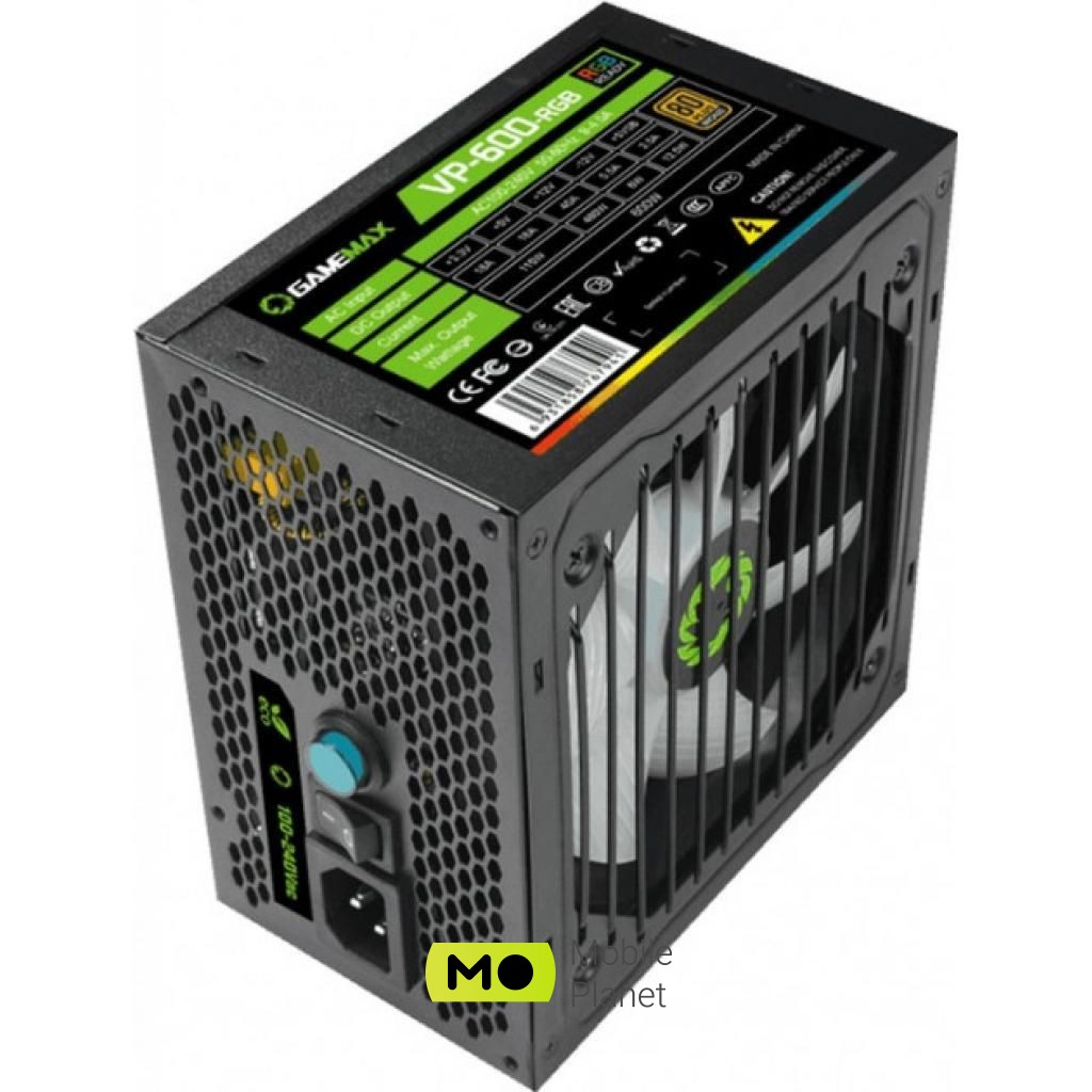 GAMEMAX 600W (VP-600-RGB) (UA) Потужність 600 Вт