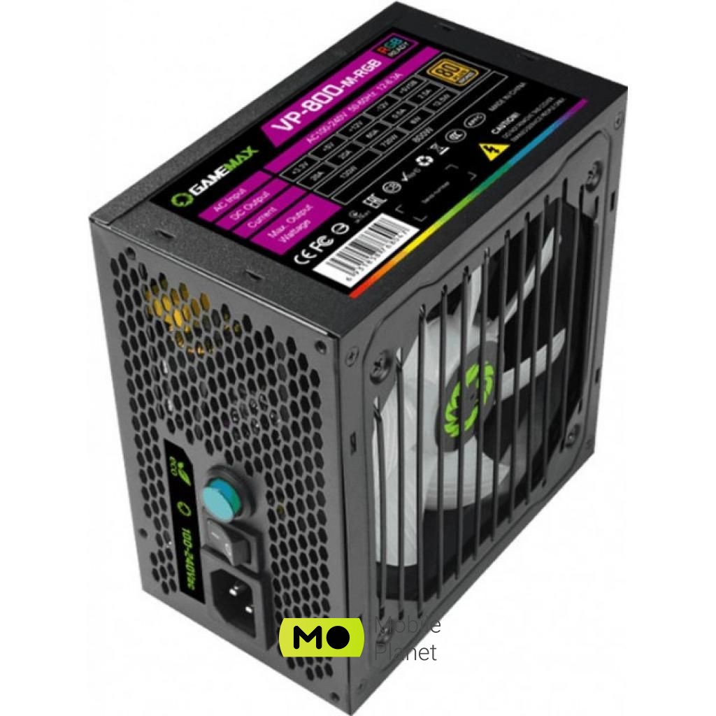 GAMEMAX 800W (VP-800-M-RGB) (UA) Модульне підключення кабелів Semi