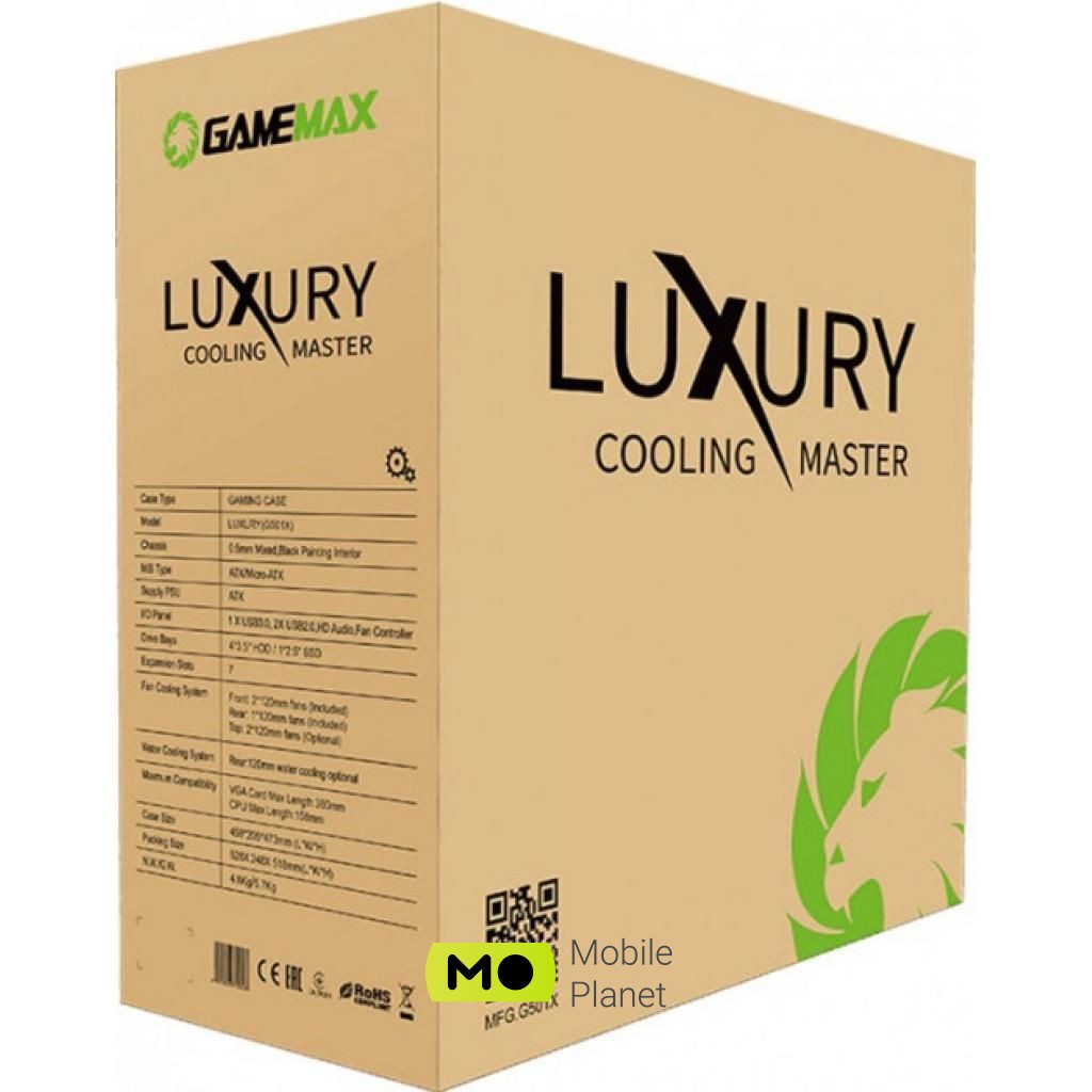 GAMEMAX LUXURY G501X (UA) Клас корпусу Геймерські