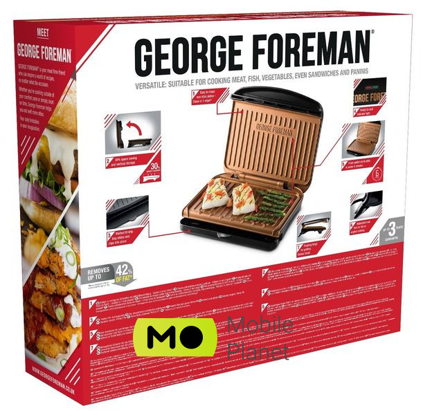 George Foreman Fit Grill Copper Medium (25811-56) Тип: закритий / (двосторонній);