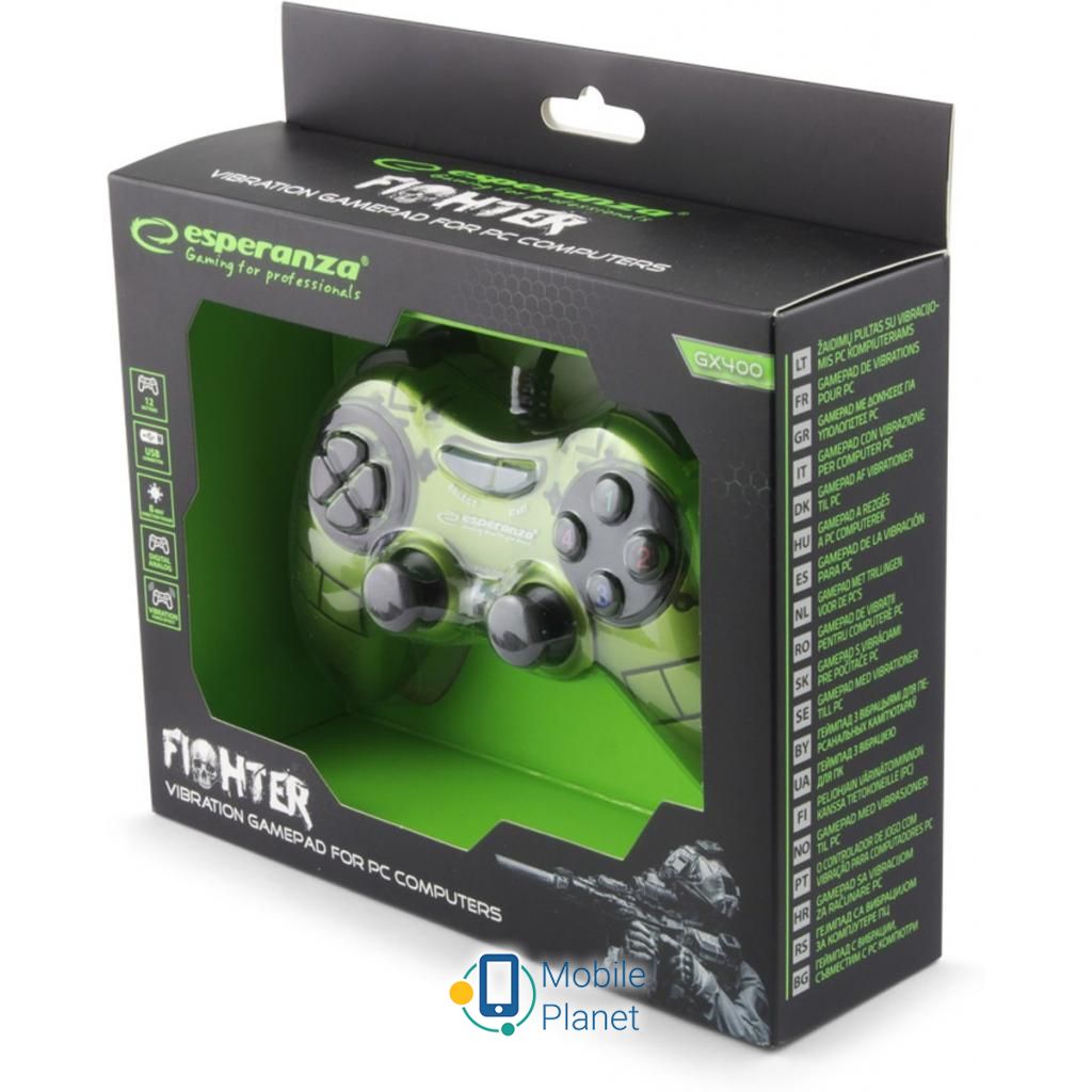 Геймпад Esperanza Fighter PC Green (EGG105G) (UA) Особливість: 2 аналогових стіки;