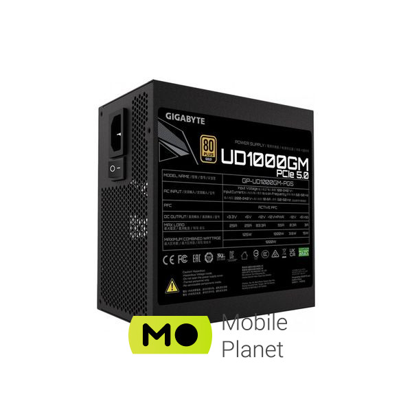 GIGABYTE 1000W (GP-UD1000GM PG5) Сертифікація 80 PLUS 80 PLUS Gold