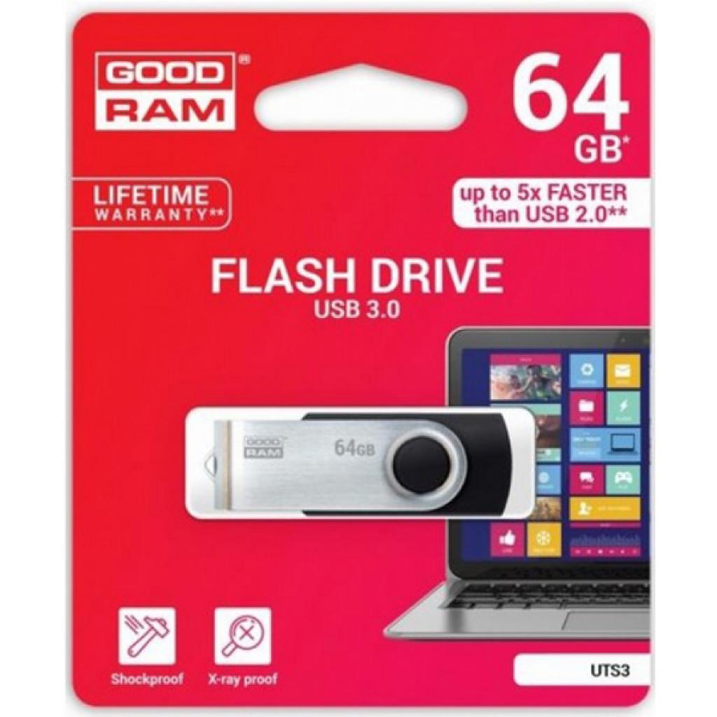 GOODRAM 64GB Twister Black USB 3.0 (UTS3-0640K0R11) Тип: Класичні; Обсяг пам'яті: 64 Gb;
