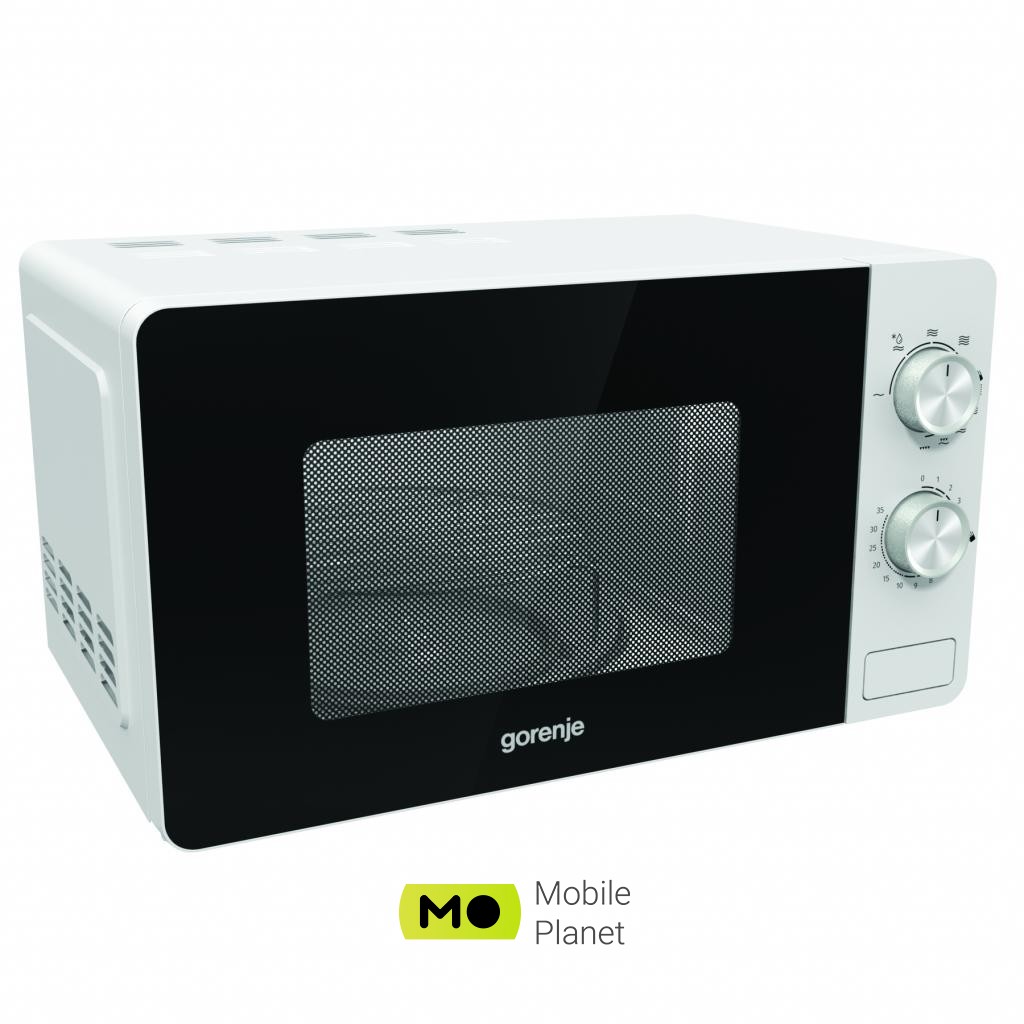 Gorenje MO20E2W Объем: 20 литров; Мощность СВЧ: 800