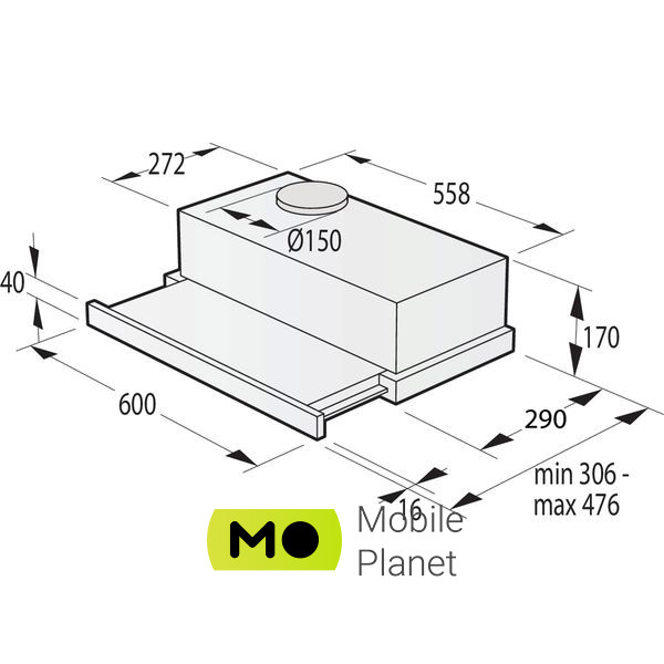 GORENJE TH60E3W (735410) Тип: телескопічна; Тип монтажу: