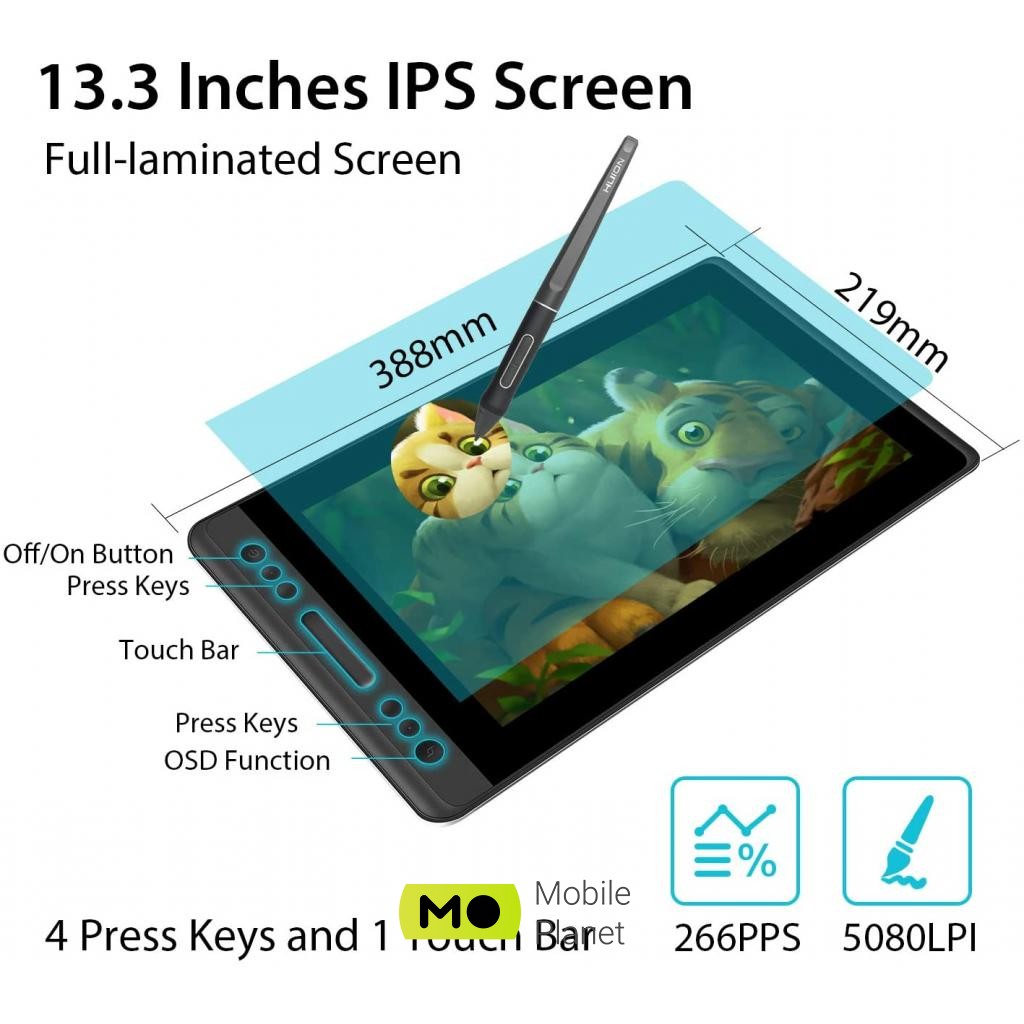 Huion Kamvas 13 (GS1331) Тип планшета-монитора: с высоким