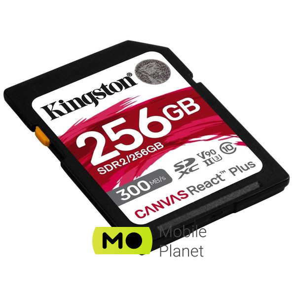 Kingston 256GB SDXC class 10 UHS-II U3 ​​Canvas React Plus (SDR2/256GB) (UA) Обсяг пам'яті 256 ГБ
