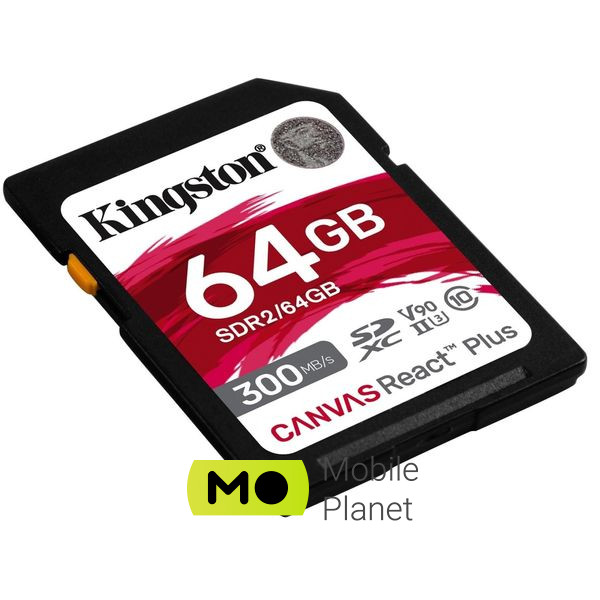 Kingston 64GB class 10 UHS-II U3 Canvas React Plus (SDR2/64GB) (UA) Объем памяти 64 ГБ