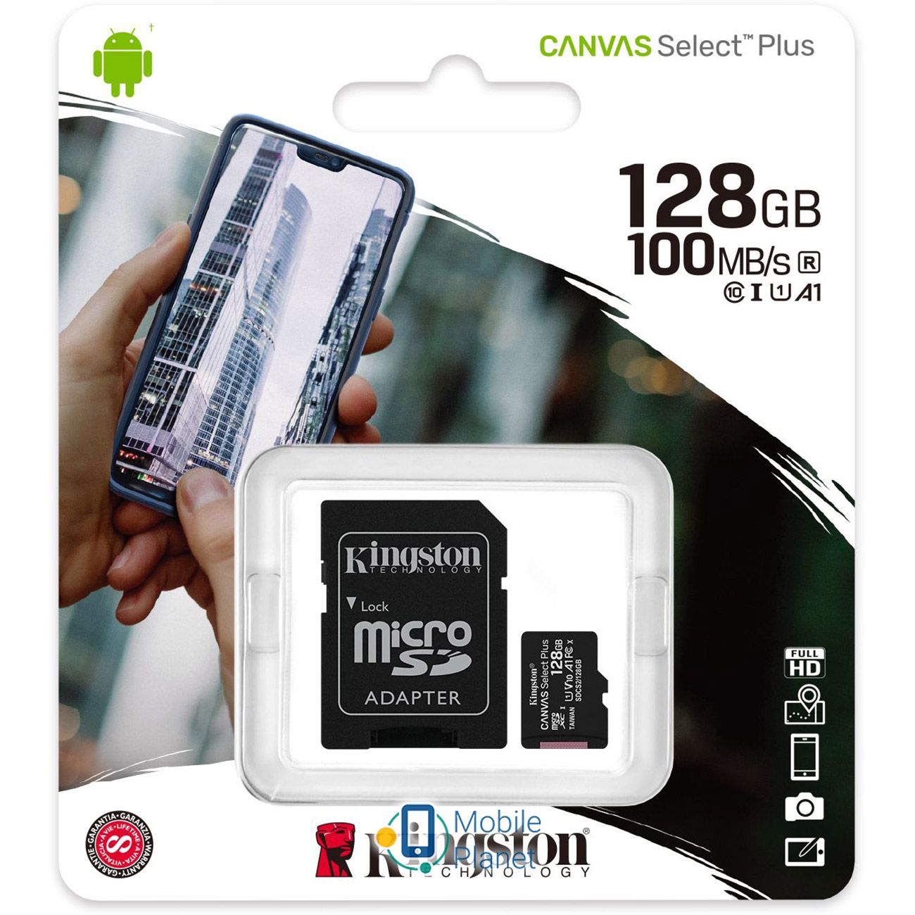 KINGSTON microSDXC Canvas Select Plus 128GB UHS-I U3 V10 A1 Class 10 + SD-adapter (SDCS2/128GB) Тип: microSDXC; Об'єм пам'яті: 128 ГБ;