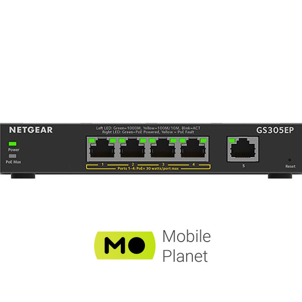 Коммутатор NETGEAR GS305EP (GS305EP-100PES) (UA) Таблица MAC-адресов 4 тыс. адресов