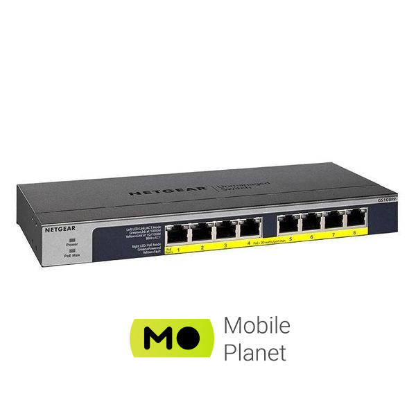 Комутатор некерований Netgear GS108PP (GS108PP-100EUS) (UA) Кількість портів Fast Ethernet (10 / 100):