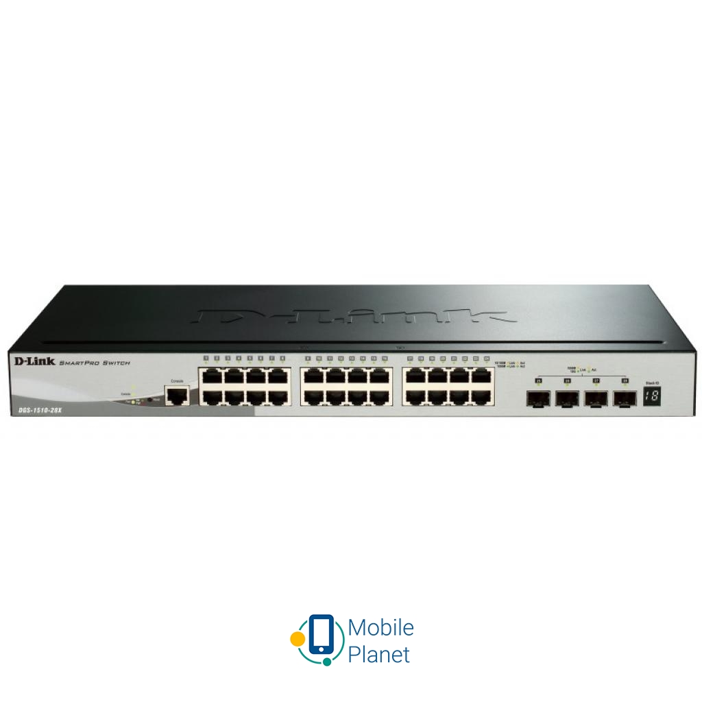 Комутатор мережевий D-Link DGS-1510-28X Тип: smart; Форм-фактор: в стійку;
