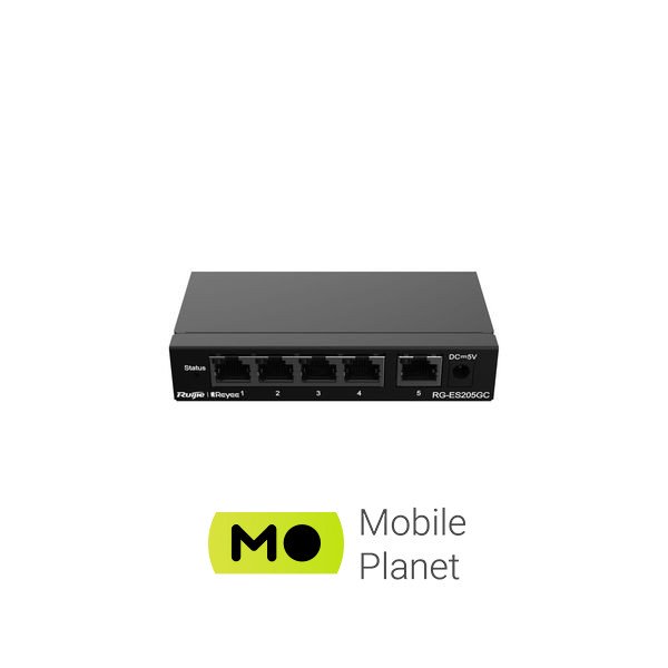Коммутатор сетевой Ruijie Networks RG-ES205GC (UA) Порты 5 x 10/100/1000BASE-TX