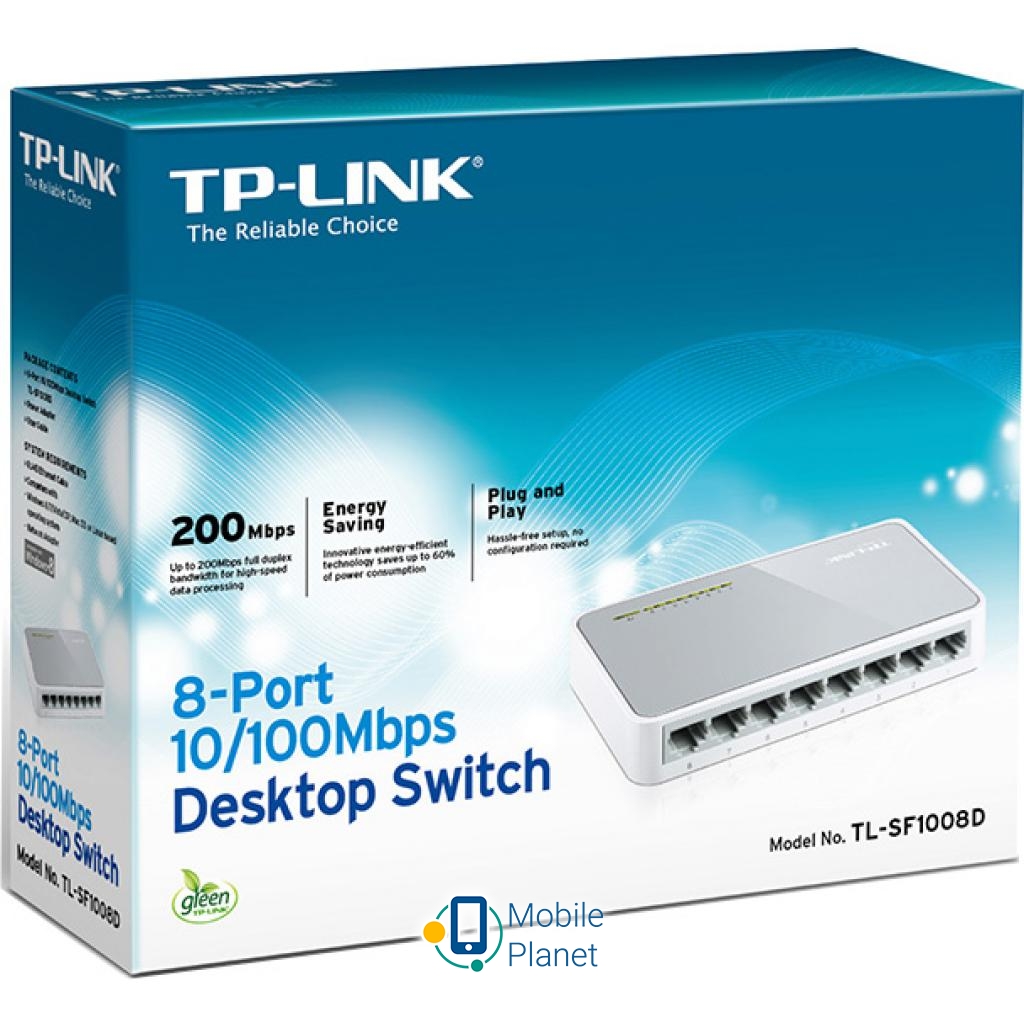 Комутатор мережевий TP-Link TL-SF1008D Тип: некерований; Форм-фактор: