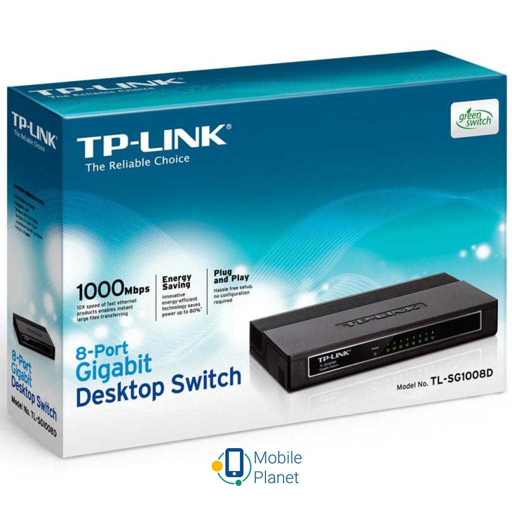 Комутатор мережевий TP-Link TL-SG1008D Тип: некерований; Форм-фактор: