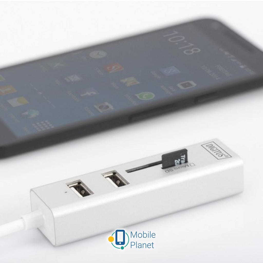 Концентратор DIGITUS DA-70243 (UA) Інтерфейси: 3xUSB 2.0; Додатково: USB