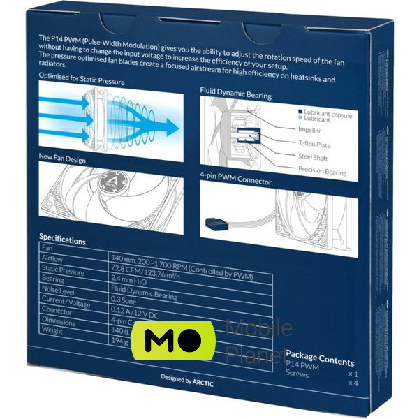 Кулер для корпусу Arctic P14 PWM (ACFAN00223A) (UA) Кількість вентиляторів: 1;