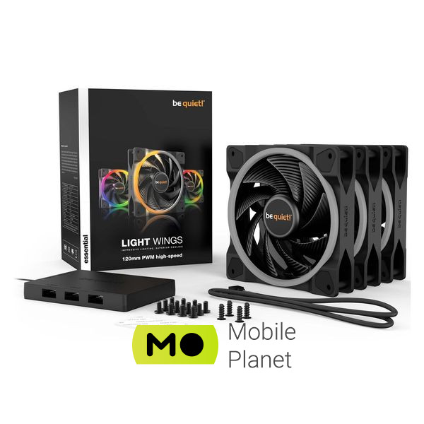 Кулер для корпуса Be quiet! Light Wings 120mm PWM high-speed 3 pcs (BL077) (UA) Количество вентиляторов 3