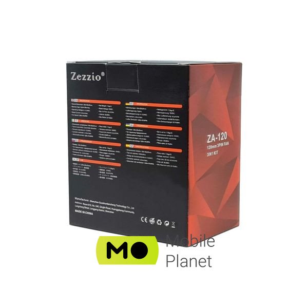 Кулер для корпусу Zezzio ZA-120 3 in 1 Kit (UA) Кількість вентиляторів 3