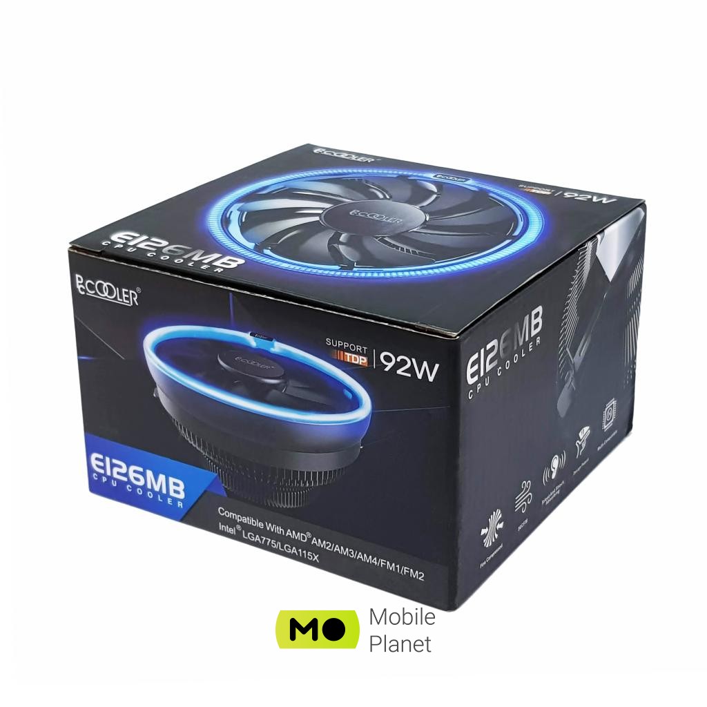 Кулер для процессора PcСooler E126M B (UA) Под сокет FM2+, FM2, 1151, AM4, 775, 1155, 1150, 1156, AM2, AM2+, AM3, AM3+, FM1