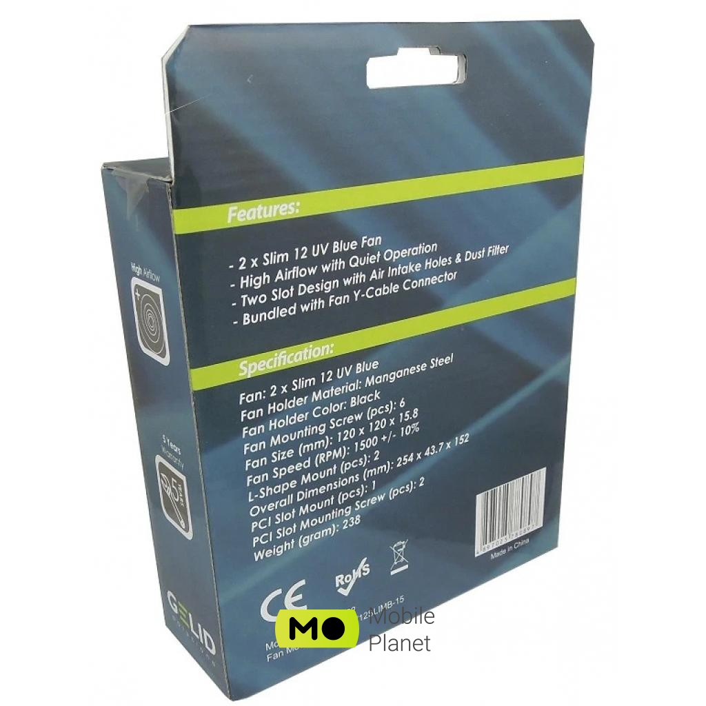 Кулер для відеокарти GELID Solutions PCI Slot Fan Holder (SL-PCI-02) (UA) Матеріал корпусу: марганцева