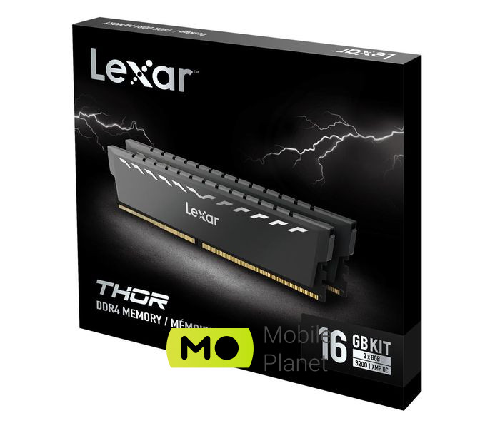 Lexar 16GB (2x8GB) 3200MHz CL16 Thor (LD4BU008G-R3200GDXG) EU Тип пам'яті: DDR4; Загальна