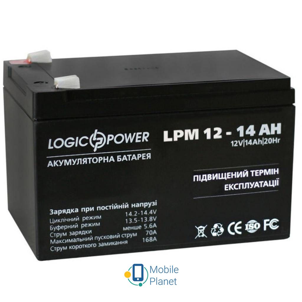 LogicPower LPM 12В 14Ач (4161) (UA) Напруга: 12 В; Ємність: 14 Ач;
