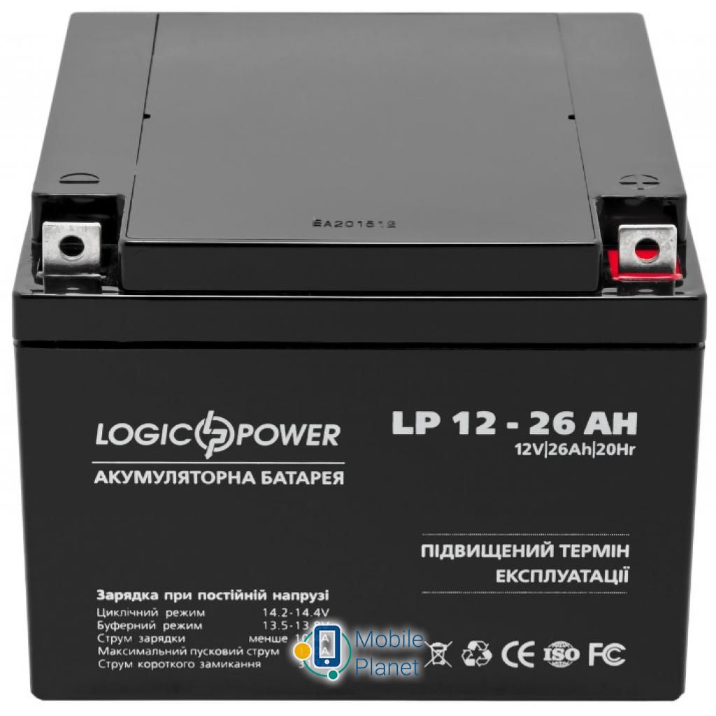 LogicPower LPM 12В 26Ач (4134) (UA) Напряжение: 12 В; Емкость: 26 Ач;