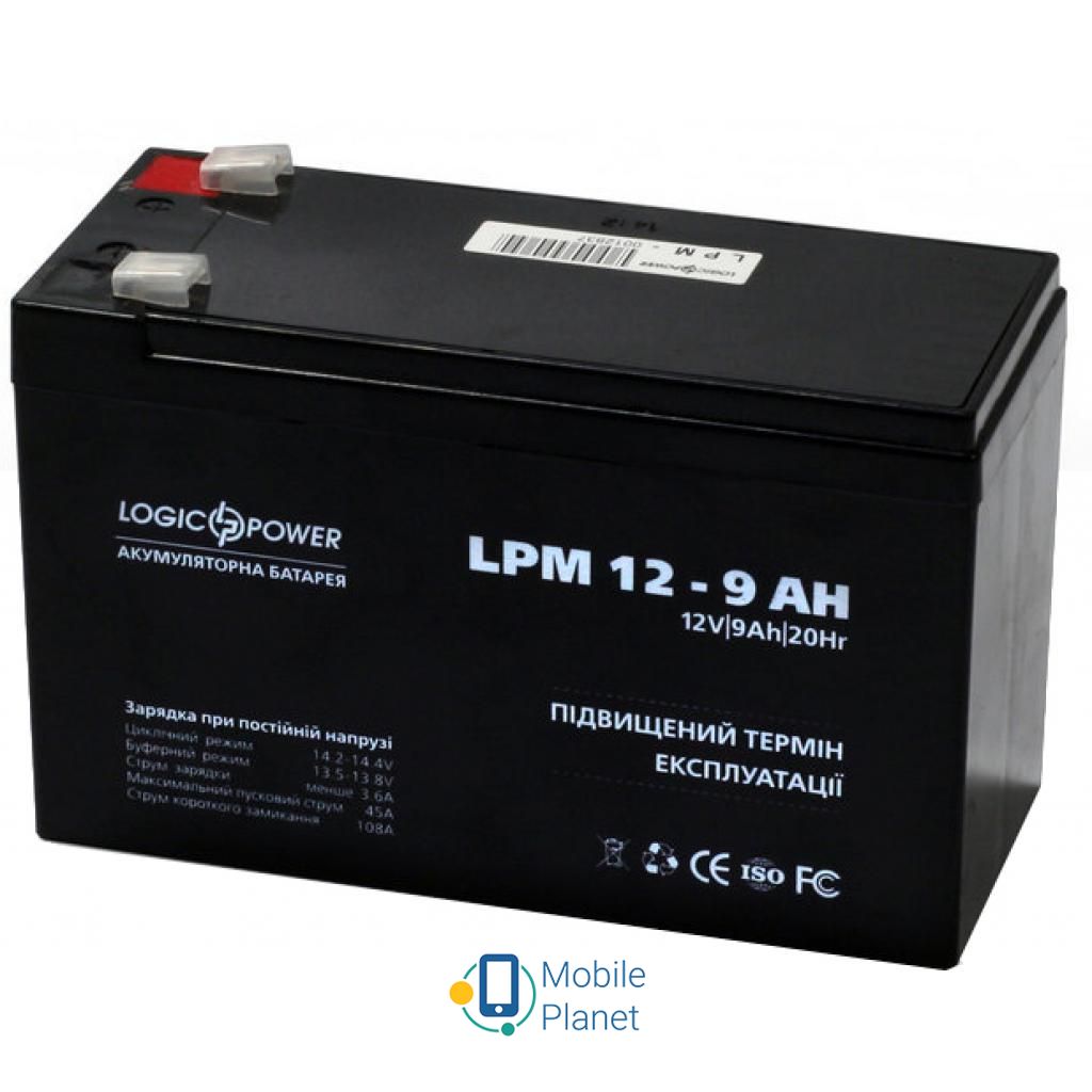 LogicPower LPM 12В 9Ач (3866) (UA) Напряжение: 12 В; Емкость: 9 Ач;