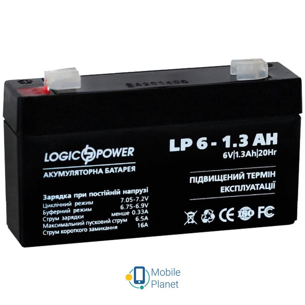 LogicPower LPM 6В 1.3 Ач (4157) (UA) Напруга: 6 В; Ємність: 1.3 Ач;