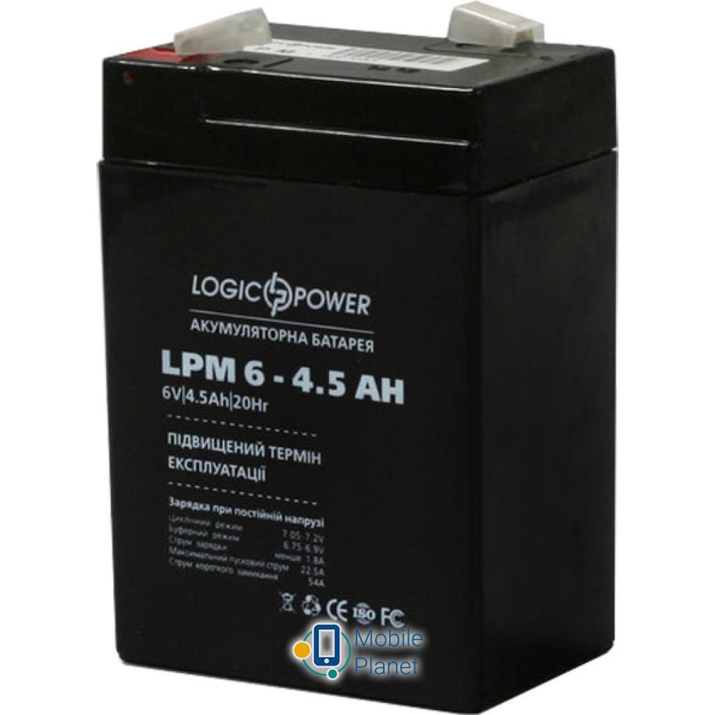 LogicPower LPM 6В 4.5 Ач (3860) (UA) Напруга: 6 В; Ємність: 4.5 Ач;
