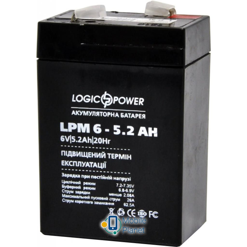 LogicPower LPM 6В 5.2 Ач (4158) (UA) Емкость 5.2 Ач