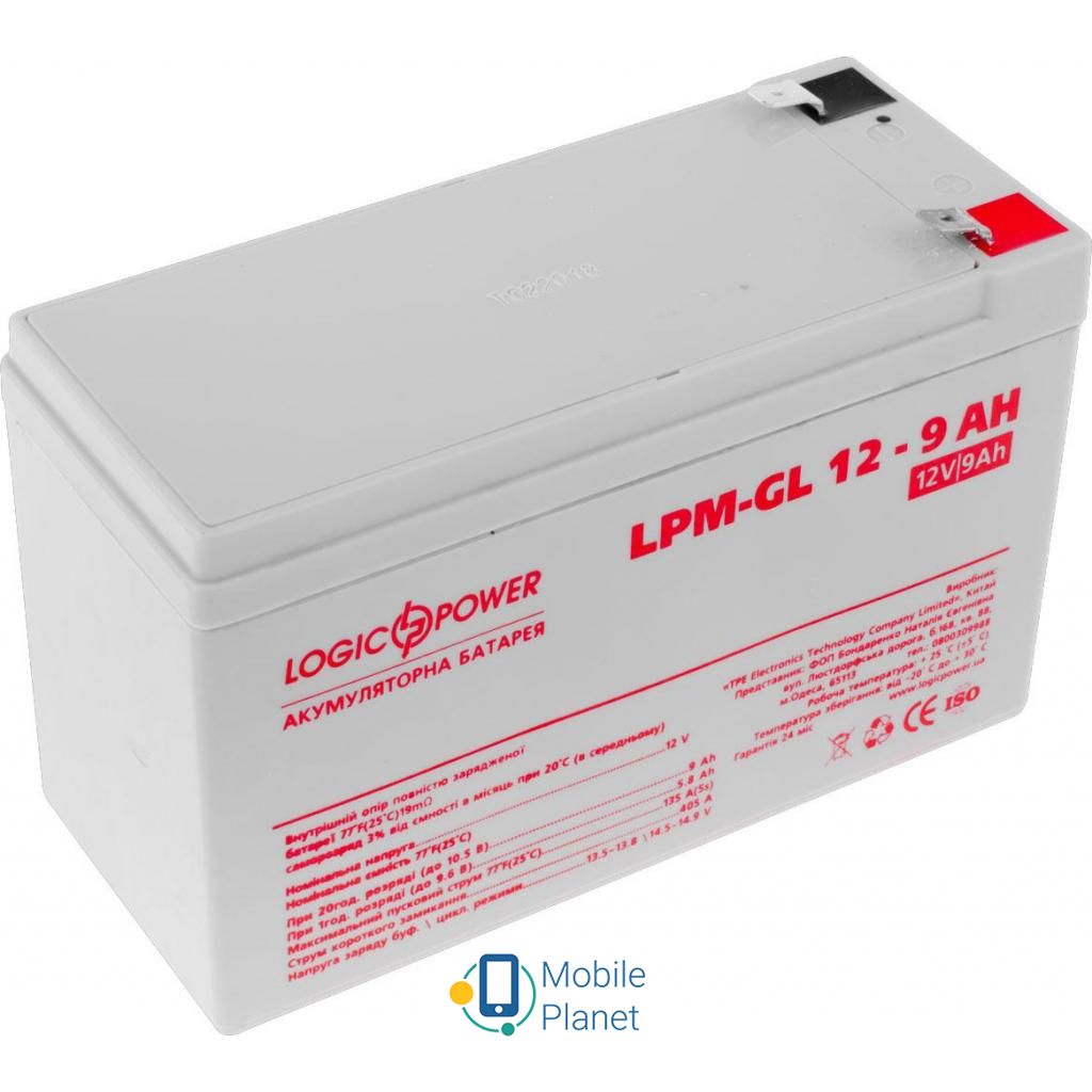 LogicPower LPM-GL 12В 9Ач (6563) (UA) Напряжение: 12 В; Емкость: 9 Ач;