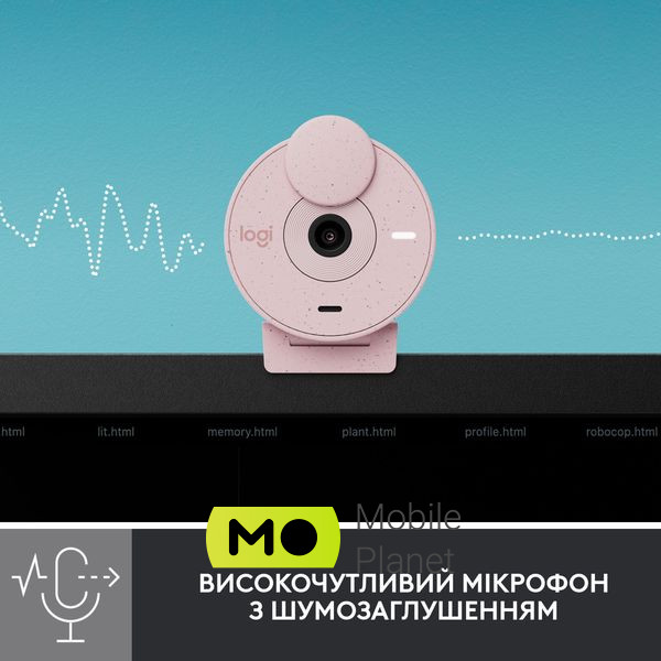Logitech Brio 300 FHD Rose (960-001448) Розміри 65.63 х 53.1 х 45 мм