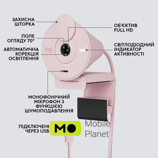 Logitech Brio 300 FHD Rose (960-001448) Системні вимоги Windows 10 , macOs 10.10