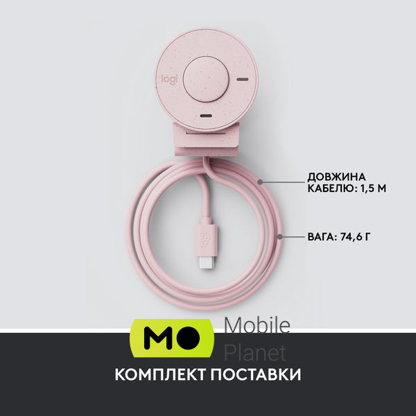 Logitech Brio 300 FHD Rose (960-001448) Количество пикселей 5 МП
