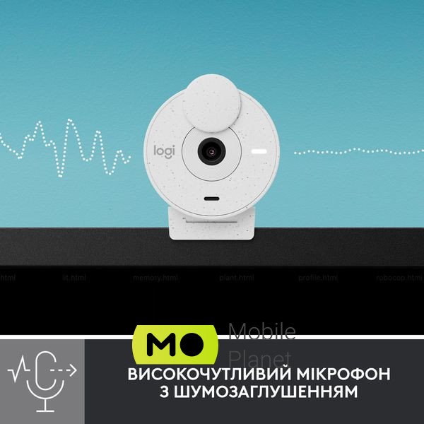 Logitech Brio 300 FHD White (960-001442) Розміри 65.63 х 53.1 х 45 мм