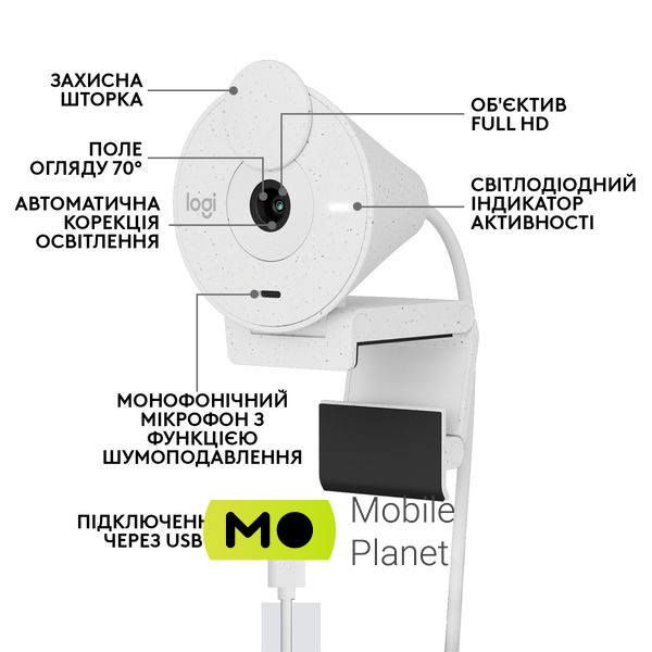 Logitech Brio 300 FHD White (960-001442) Системні вимоги Windows 10 , macOs 10.10