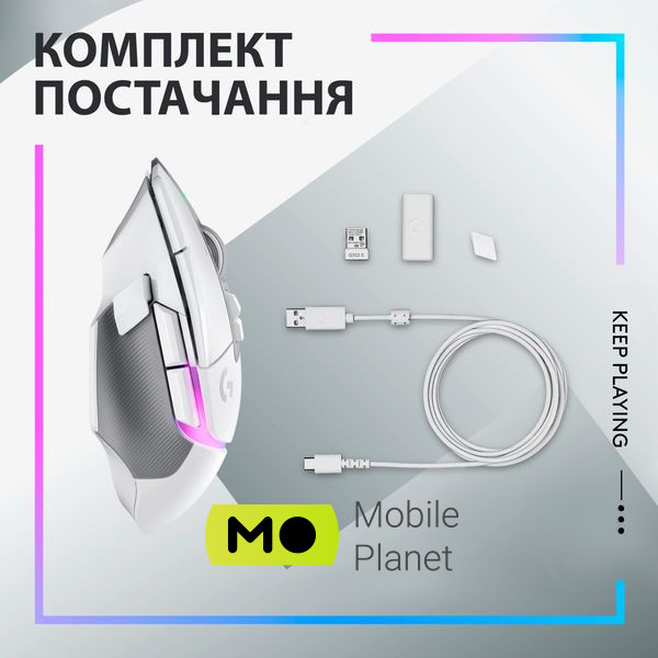 Logitech G502 X Plus Wireless White (910-006171) Тип: Геймерські; Призначення:
