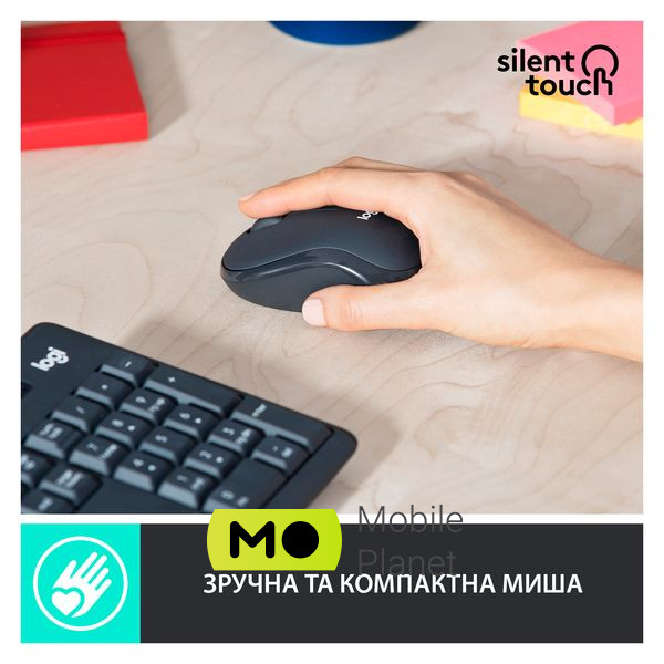 Logitech MK295 Silent UA Graphite (920-009800) (UA) Особенности бесшумный ввод