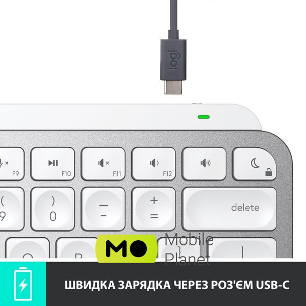 Logitech MX Keys Mini Wireless Illuminated UA Pale Grey (920-010499) (UA) Тип підключення бездротова