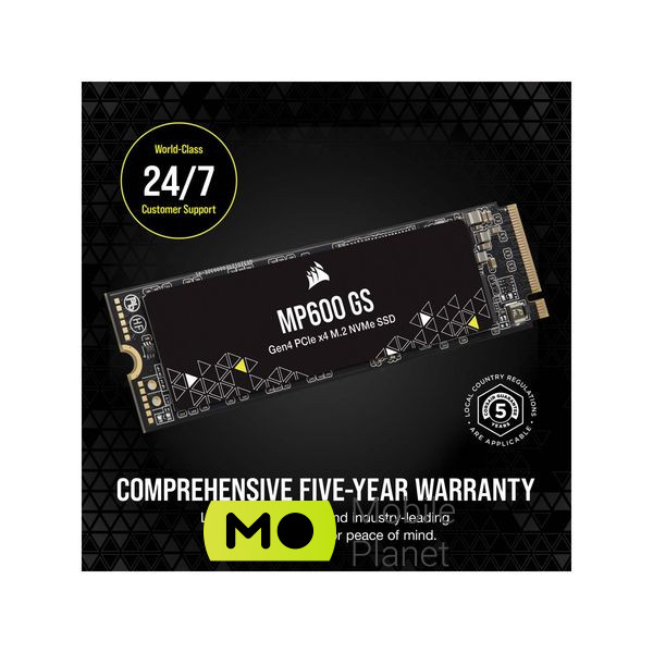 M.2 2280 1TB MP600GS Corsair (CSSD-F1000GBMP600GS) (UA) Тип накопичувача: внутрішній;
