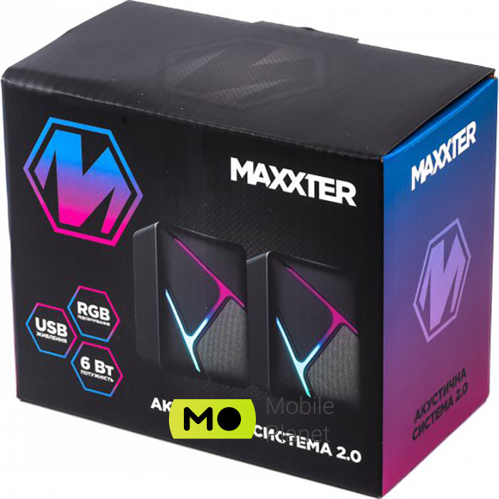 Акустична система 2.0 MAXXTER CSP-U004RGB USB Живлення 6Вт (UA) Формат: 2.0 / Загальна вихідна
