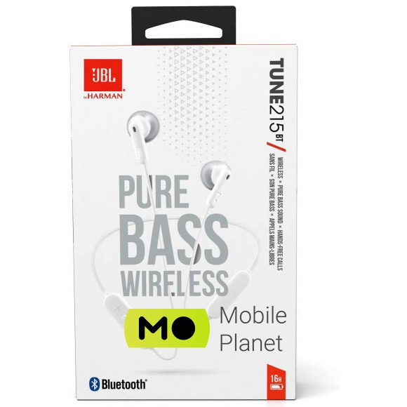 JBL Tune 215BT White Europe Тип гарнітури: Стереофонічний