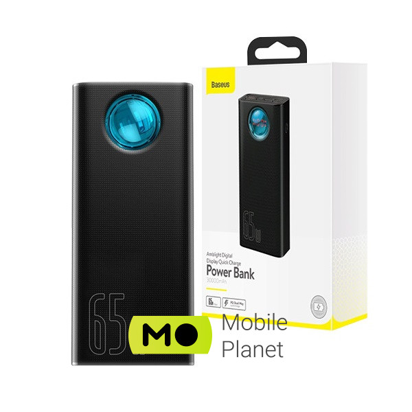 Power Bank Baseus Amblight Digital Display Quick Charge 65W 30000mAh Black PPLG-A01 Тип: Зовнішній акумулятор (Power