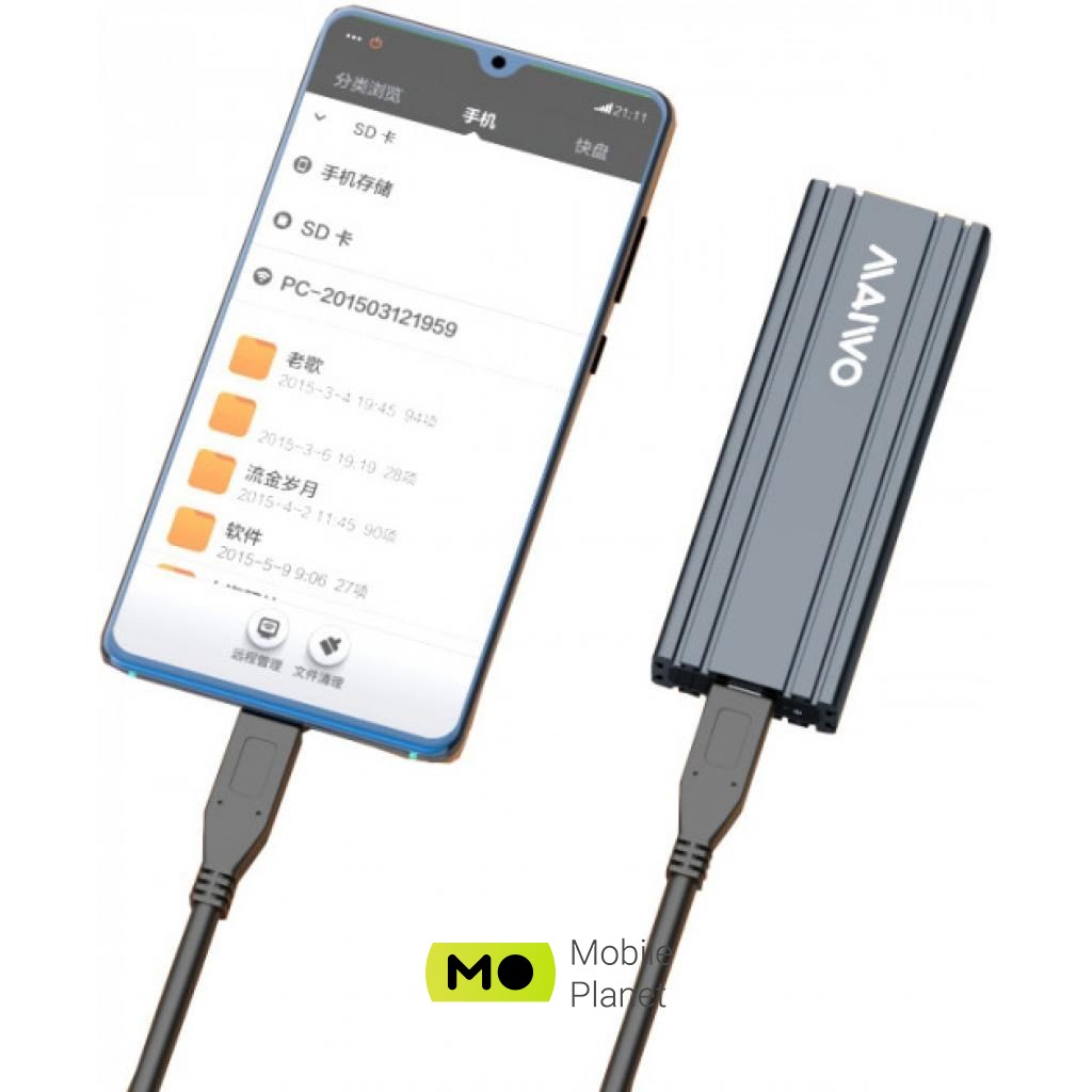 Maiwo M.2 SSD NVMe (PCIe) — USB 3.1 Type-C (K1686P space grey) (UA)