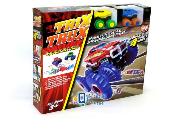 Машинки на бат. Trix Trux набор 2 машинки с трассой (синий+желтый) (JLT-AS332BY) Тип: Машинка на батарейках;